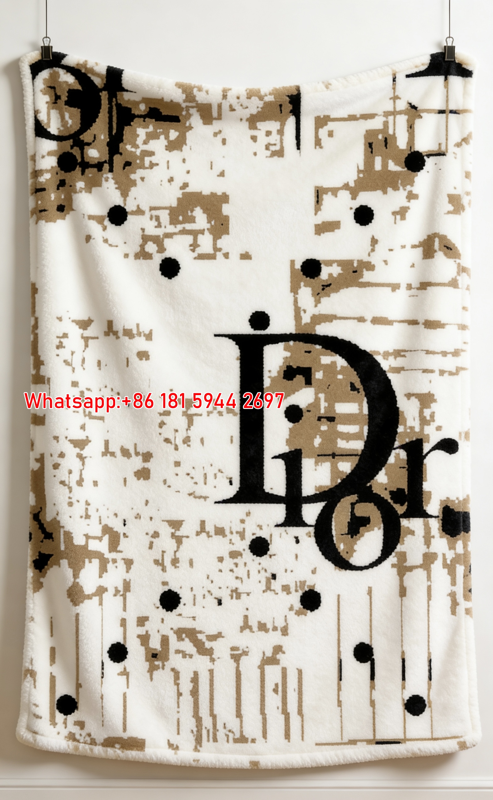 Dior Vintage Distressed Monogram Flannel Sofa Throw Blanket D436
